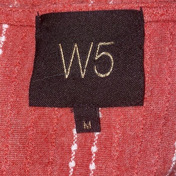 ANTHROPOLOGIE W5 Coral Dot Stripe Ruffle Sleeve Top-M - Picture 4 of 5